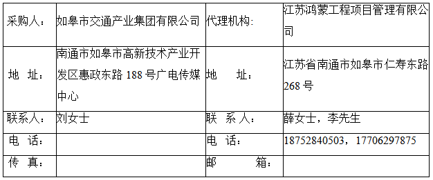 如皋市交通产业集团有限公司框架协议合作单位征集项目征集公告